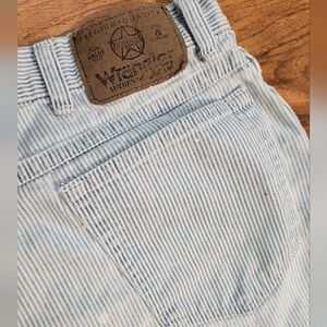 Vintage Wrangler Blue and White Striped Denim Shorts, Size 34